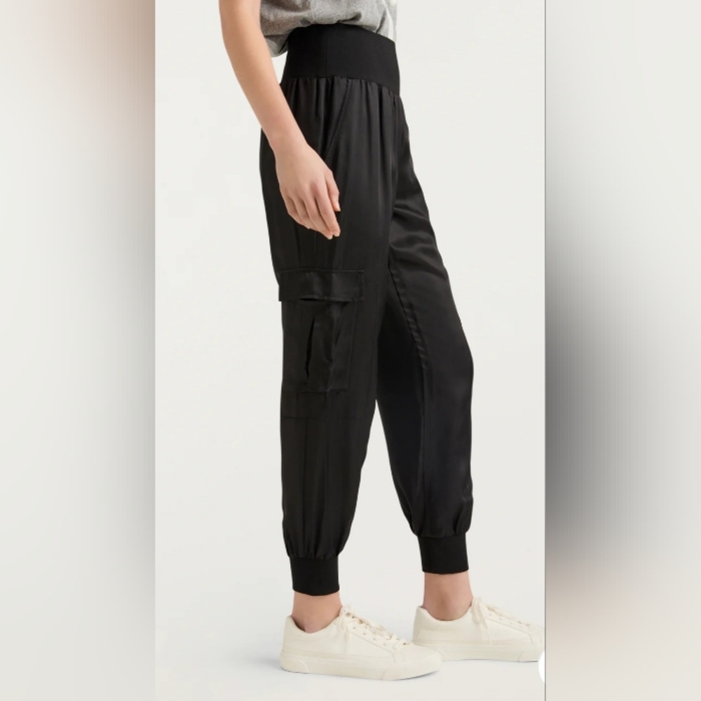 Cinq À Sept Giles Cupro Pants Cargo Joggers NEW $300 BLACK S SMALL NEW
